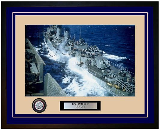 USS WALKER DD-517 Framed Navy Ship Photo Blue