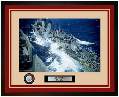 USS WALKER DD-517 Framed Navy Ship Photo Burgundy