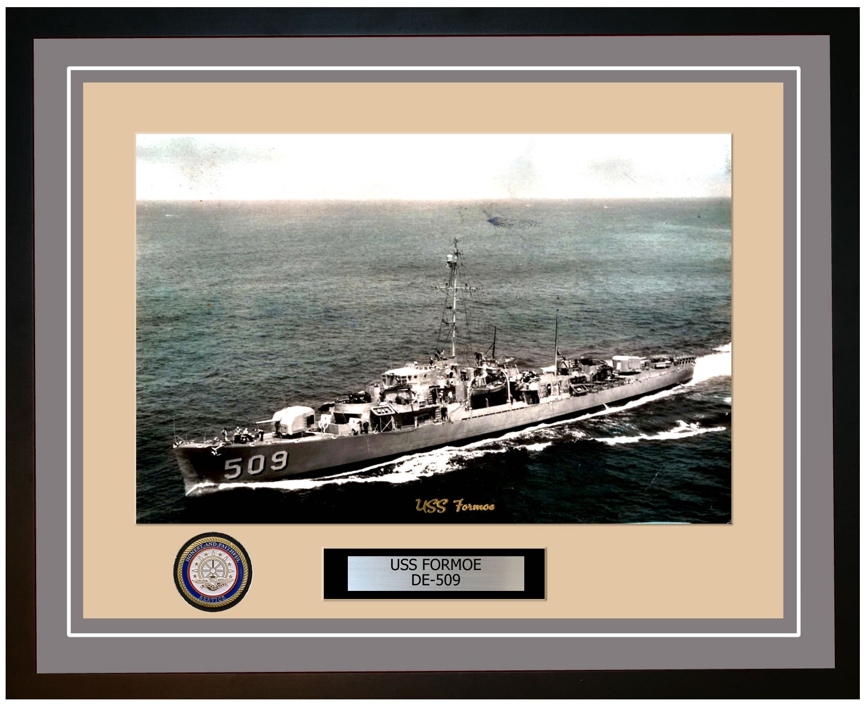 USS Formoe DE-509 Framed Navy Ship Photo Grey