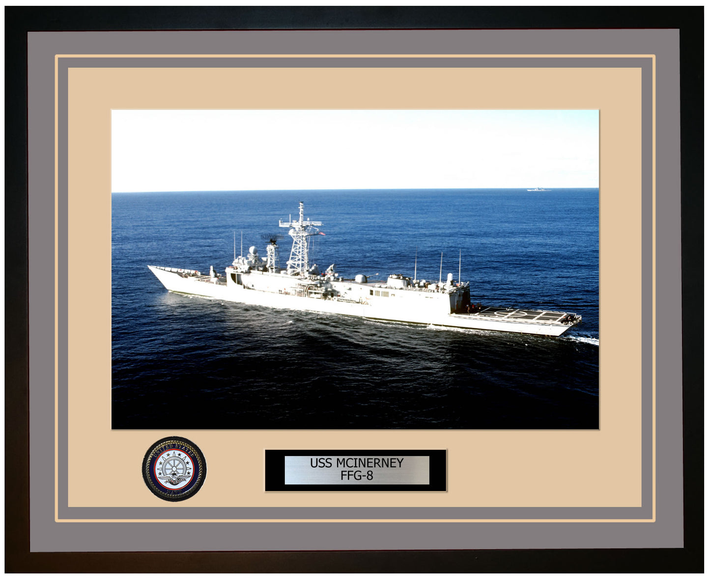 USS MCINERNEY FFG-8 Framed Navy Ship Photo Grey