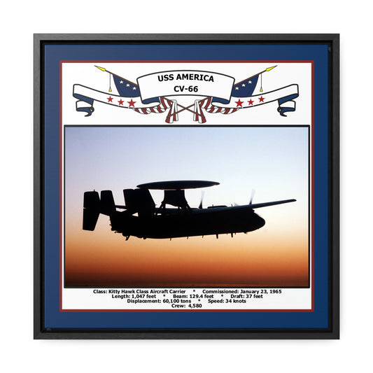USS America CV-66 Navy Floating Frame Photo Front View