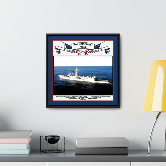 USS Mcinerney FFG-8 Navy Floating Frame Photo Desk View