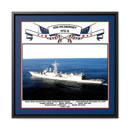 USS Mcinerney FFG-8 Navy Floating Frame Photo Front View