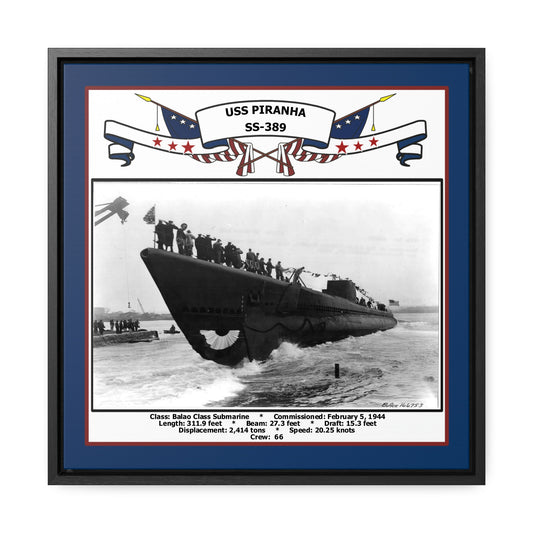 USS Piranha SS-389 Navy Floating Frame Photo Front View