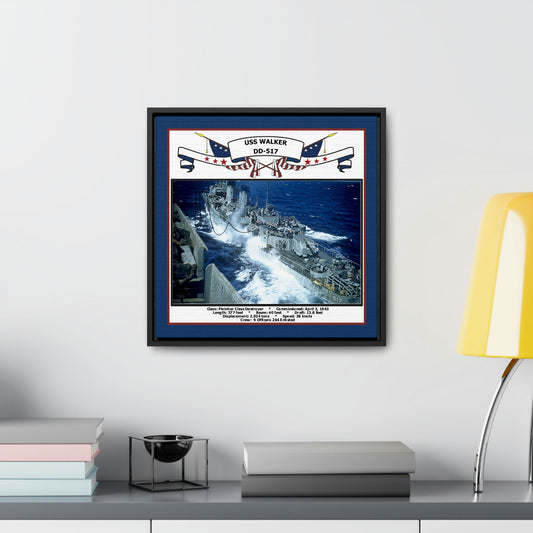 USS Walker DD-517 Navy Floating Frame Photo Desk View