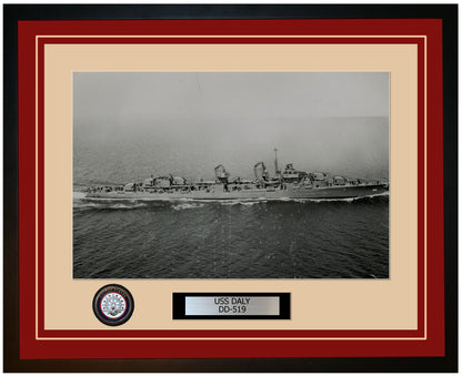 USS DALY DD-519 Framed Navy Ship Photo Burgundy