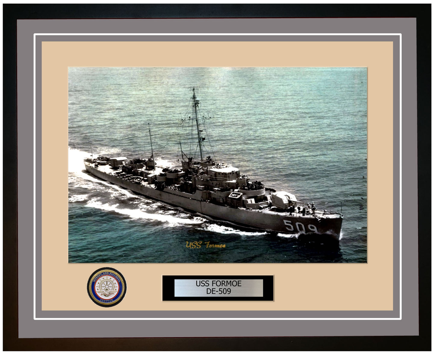 USS Formoe DE-509 Framed Navy Ship Photo Grey