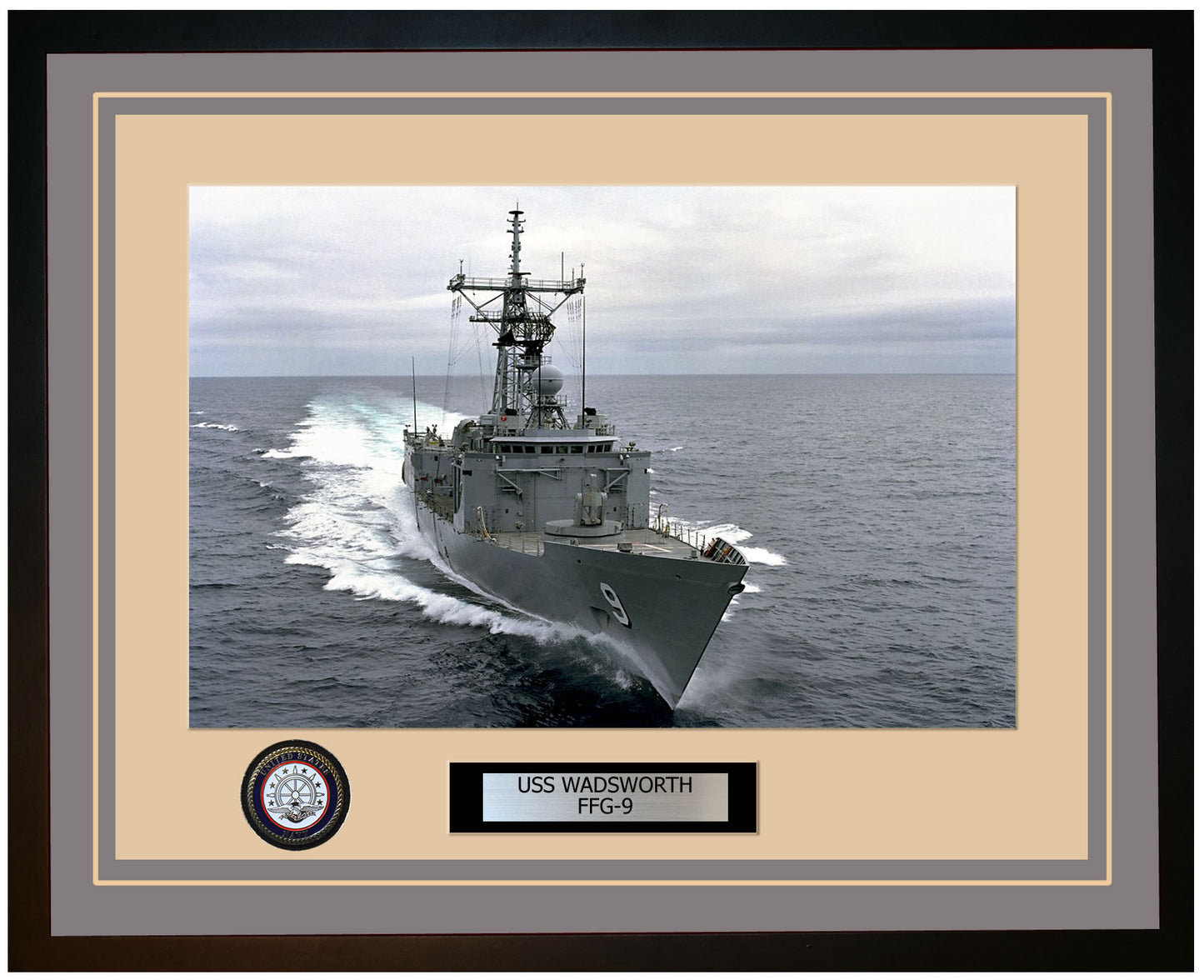 USS WADSWORTH FFG-9 Framed Navy Ship Photo Grey