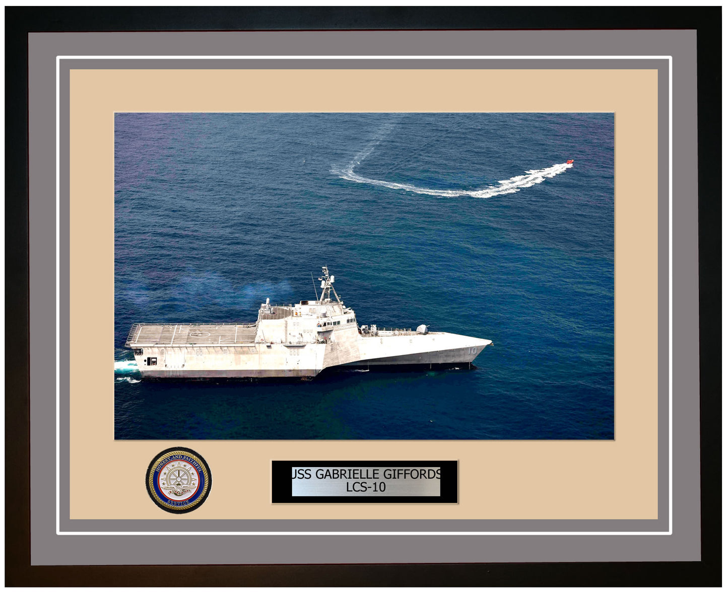 USS Gabrielle Giffords LCS-10 Framed Navy Ship Photo Grey