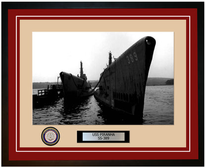 USS Piranha SS-389 Framed Navy Ship Photo Burgundy