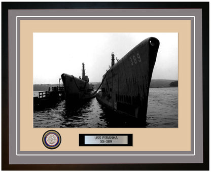 USS Piranha SS-389 Framed Navy Ship Photo Grey