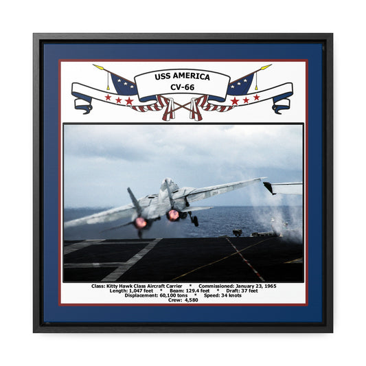 USS America CV-66 Navy Floating Frame Photo Front View