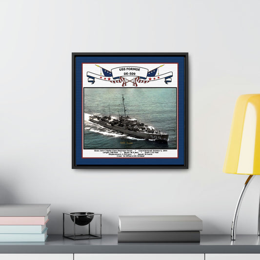 USS Formoe DE-509 Navy Floating Frame Photo Desk View