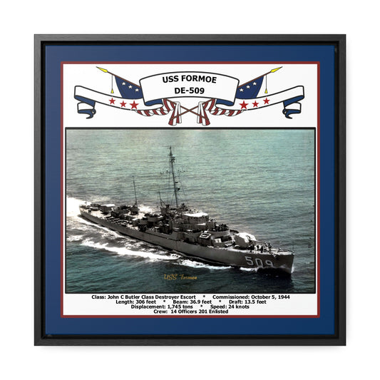 USS Formoe DE-509 Navy Floating Frame Photo Front View