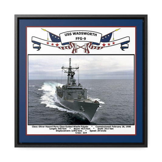 USS Wadsworth FFG-9 Navy Floating Frame Photo Front View