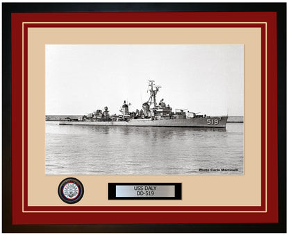 USS DALY DD-519 Framed Navy Ship Photo Burgundy