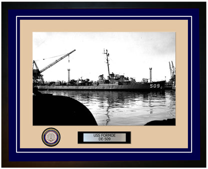 USS Formoe DE-509 Framed Navy Ship Photo Blue