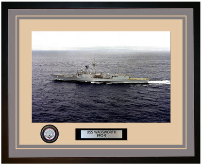 USS WADSWORTH FFG-9 Framed Navy Ship Photo Grey