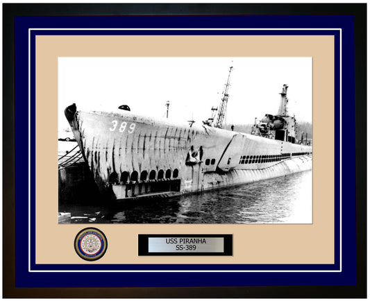 USS Piranha SS-389 Framed Navy Ship Photo Blue