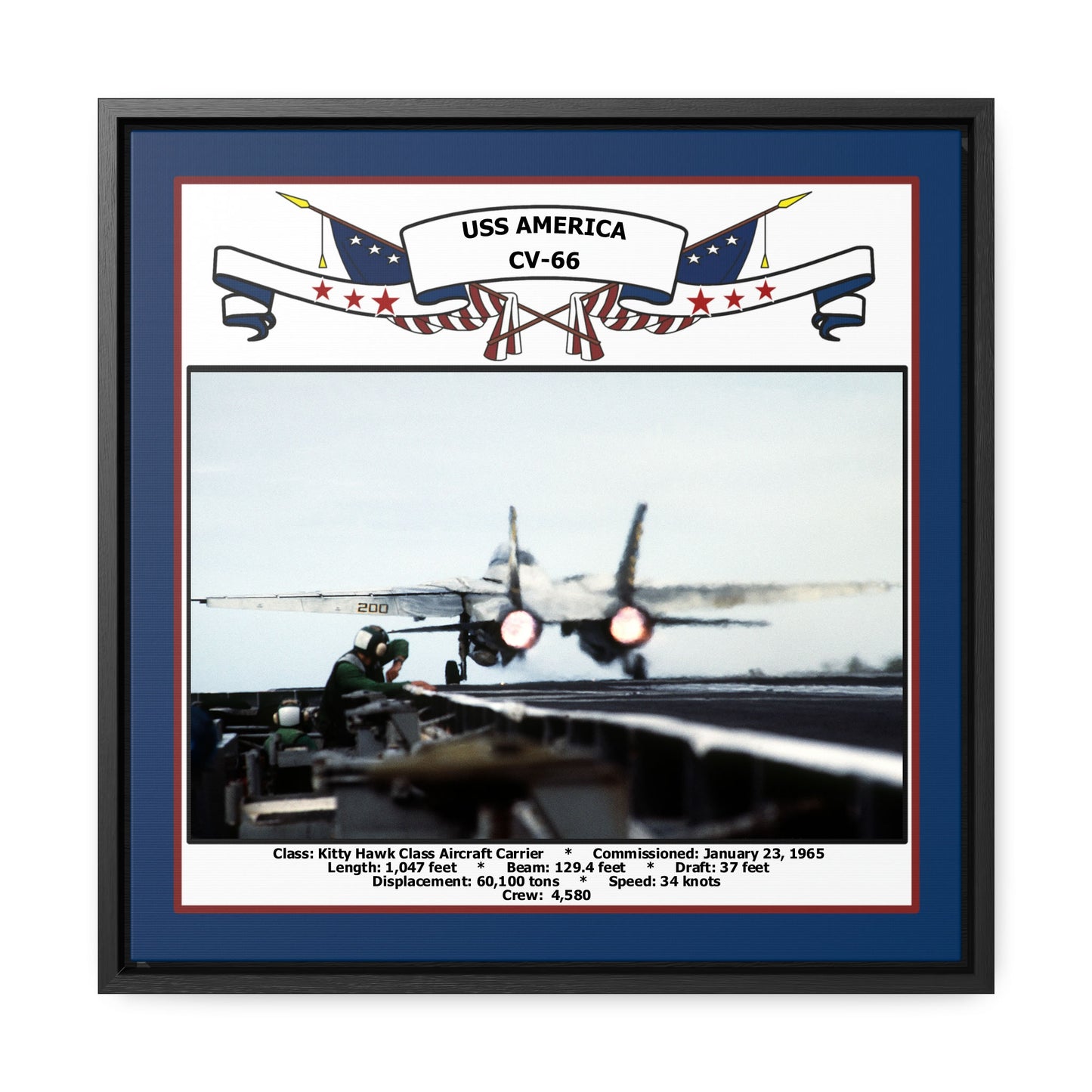 USS America CV-66 Navy Floating Frame Photo Front View