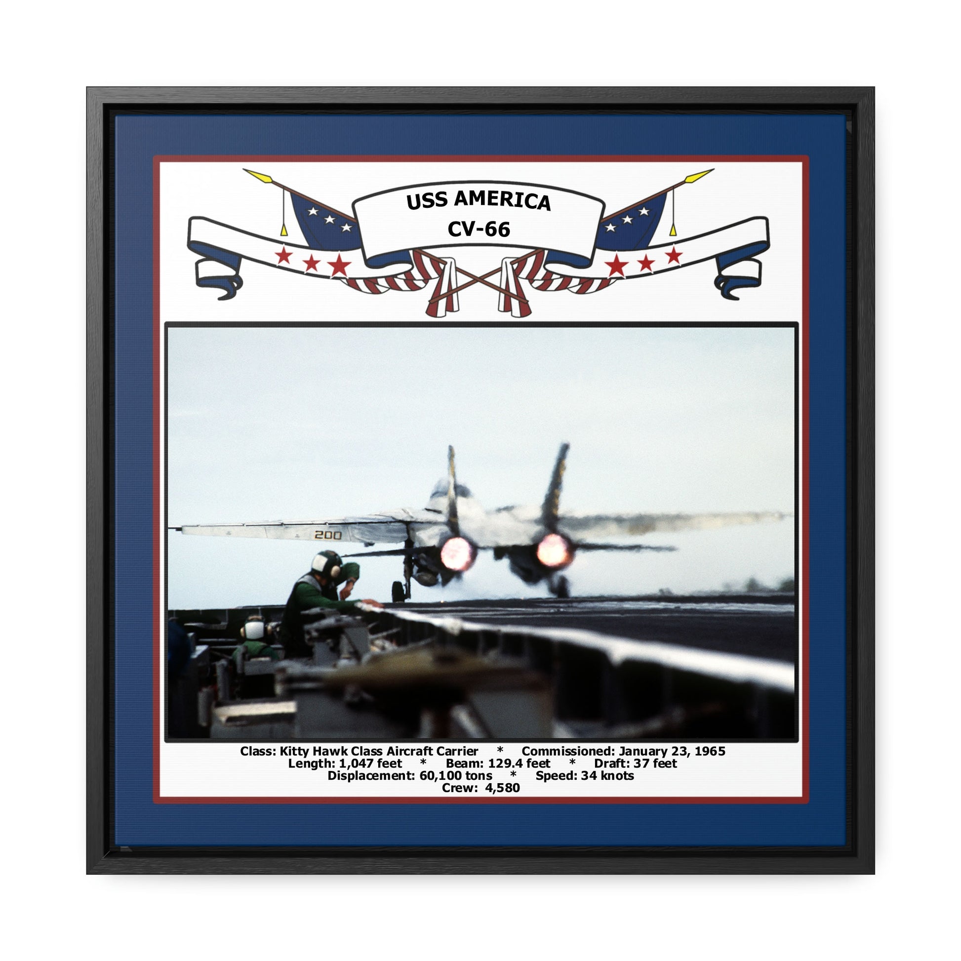 USS America CV-66 Navy Floating Frame Photo Front View