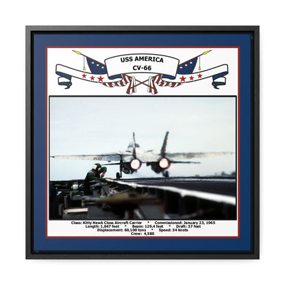 USS America CV-66 Navy Floating Frame Photo Front View