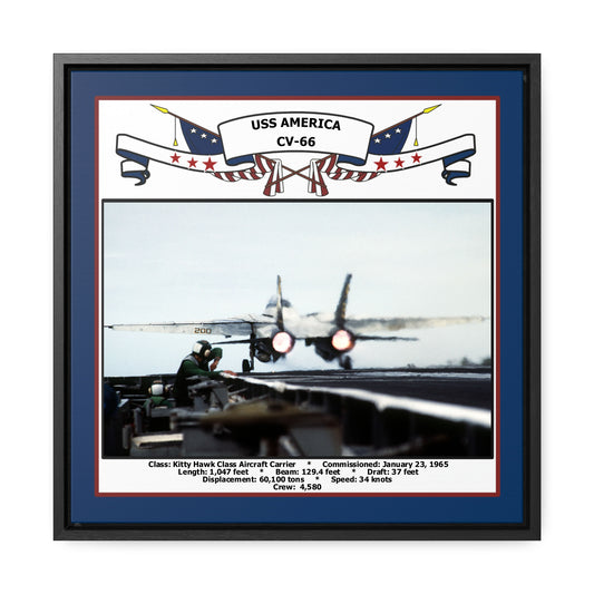 USS America CV-66 Navy Floating Frame Photo Front View
