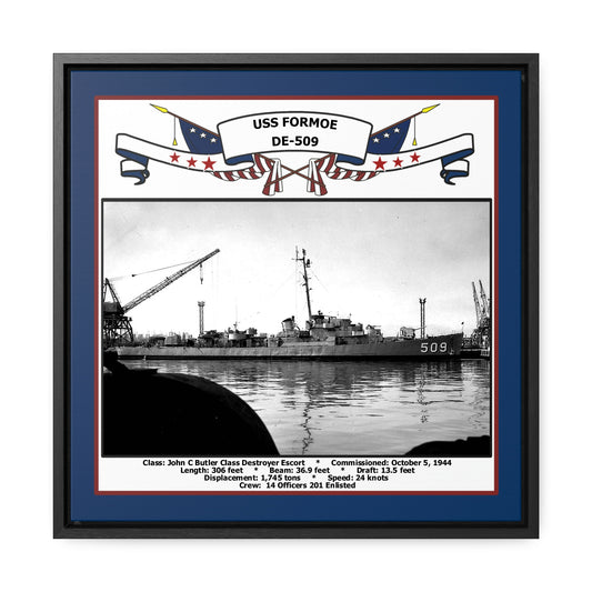 USS Formoe DE-509 Navy Floating Frame Photo Front View