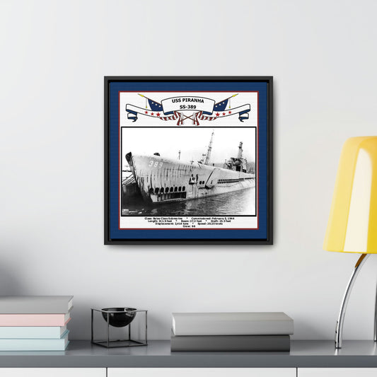 USS Piranha SS-389 Navy Floating Frame Photo Desk View