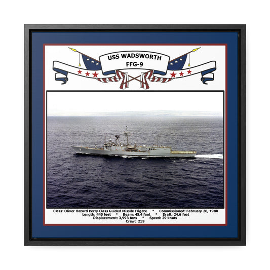 USS Wadsworth FFG-9 Navy Floating Frame Photo Front View