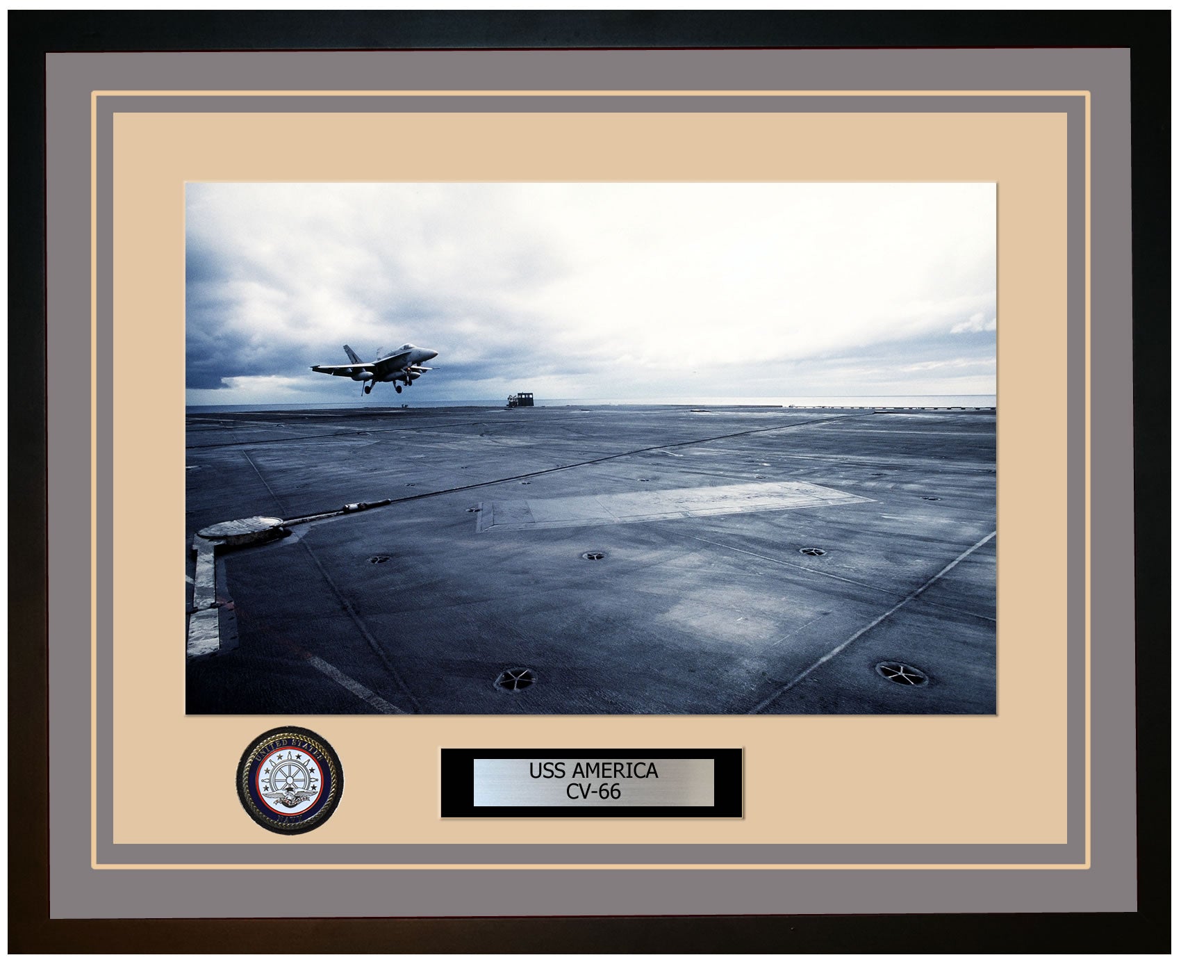 USS AMERICA CV-66 Framed Navy Ship Photo Grey