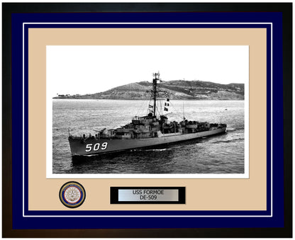 USS Formoe DE-509 Framed Navy Ship Photo Blue