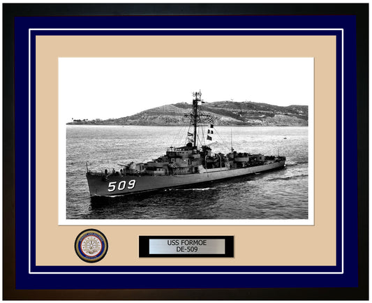 USS Formoe DE-509 Framed Navy Ship Photo Blue