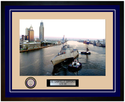 USS Gabrielle Giffords LCS-10 Framed Navy Ship Photo Blue