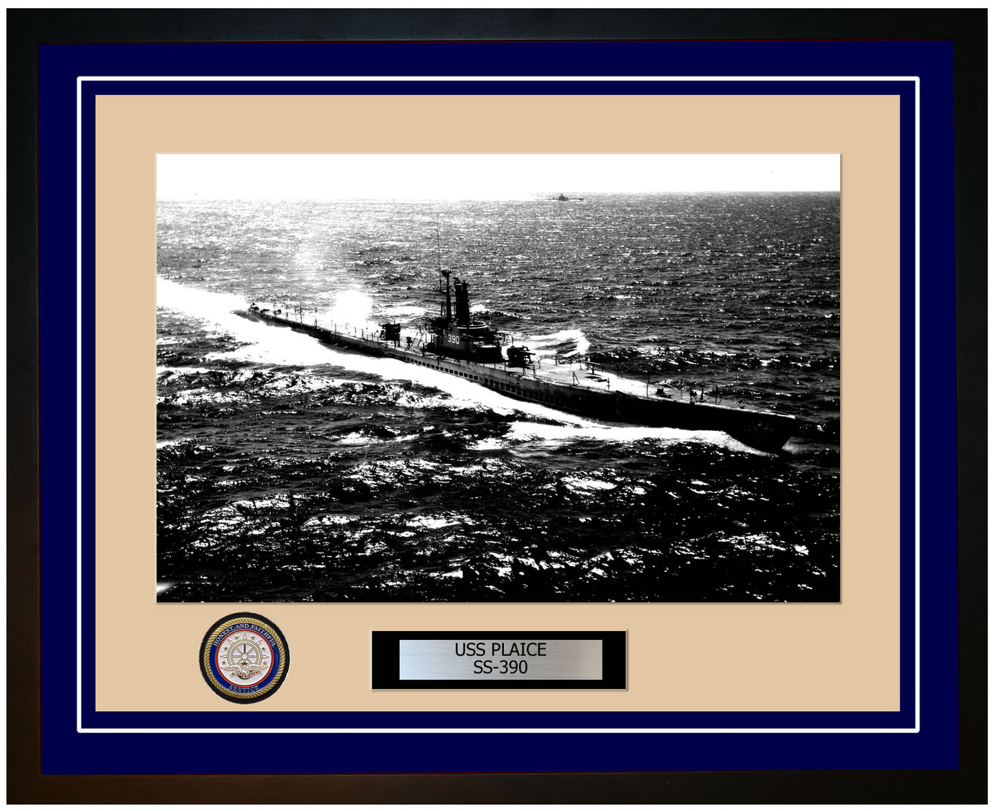USS Plaice SS-390 Framed Navy Ship Photo Blue
