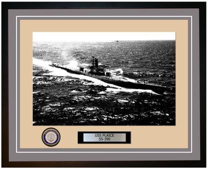 USS Plaice SS-390 Framed Navy Ship Photo Grey