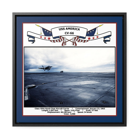 USS America CV-66 Navy Floating Frame Photo Front View
