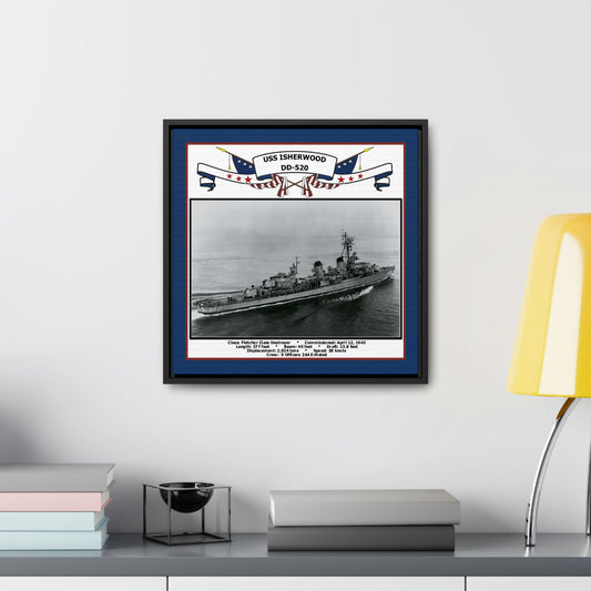 USS Isherwood DD-520 Navy Floating Frame Photo Desk View