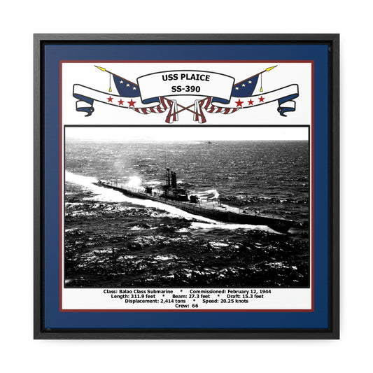 USS Plaice SS-390 Navy Floating Frame Photo Front View