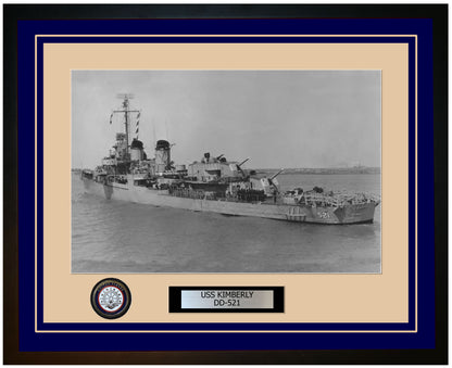 USS KIMBERLY DD-521 Framed Navy Ship Photo Blue