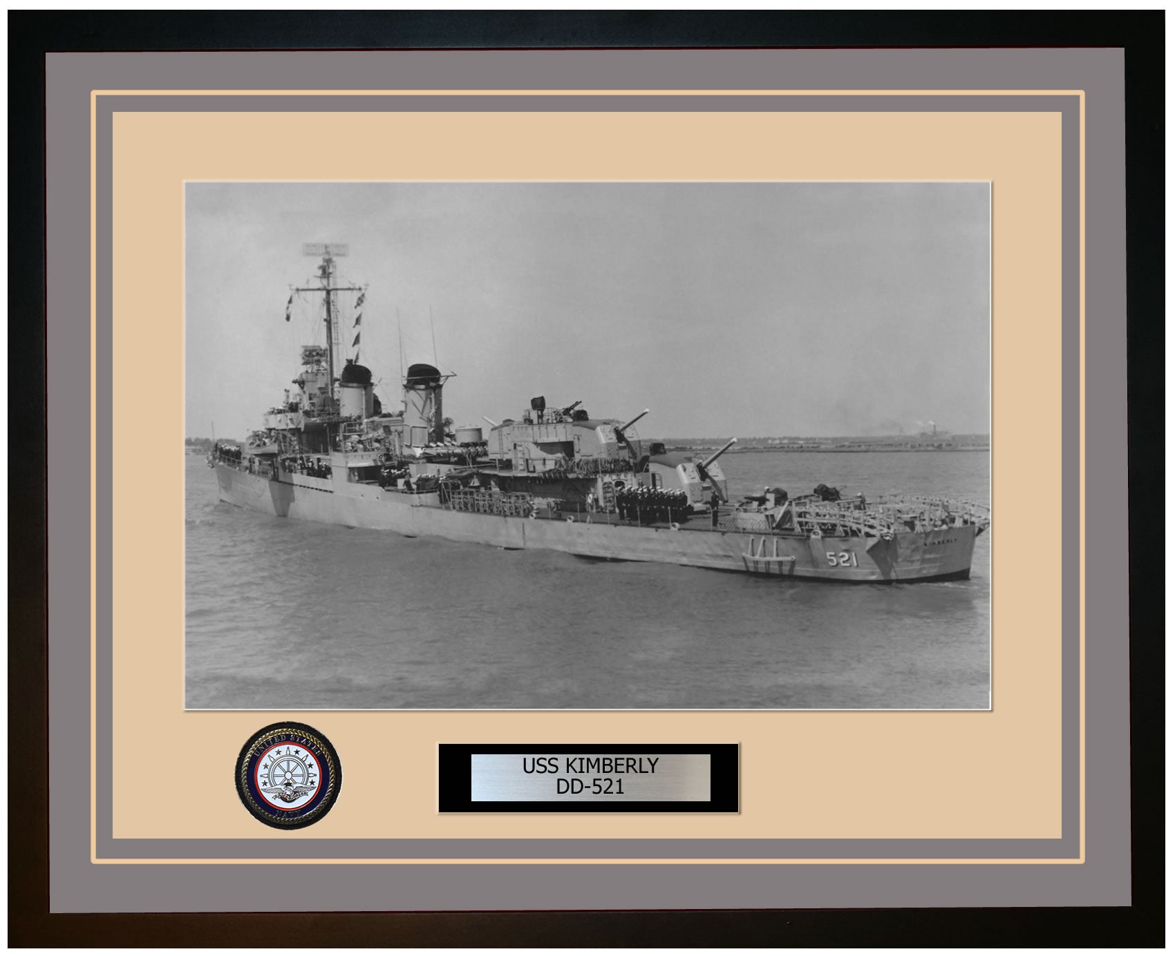 USS KIMBERLY DD-521 Framed Navy Ship Photo Grey