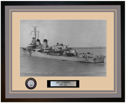 USS KIMBERLY DD-521 Framed Navy Ship Photo Grey