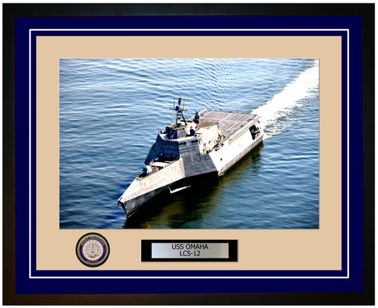 USS Omaha LCS-12 Framed Navy Ship Photo Blue