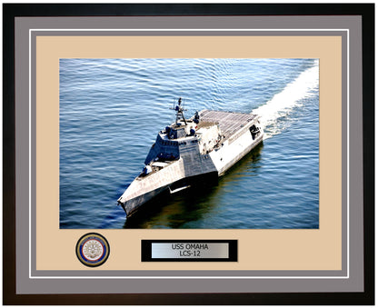 USS Omaha LCS-12 Framed Navy Ship Photo Grey