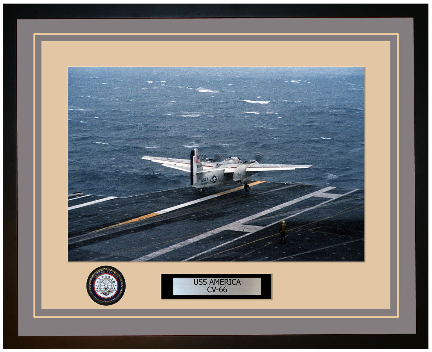 USS AMERICA CV-66 Framed Navy Ship Photo Grey