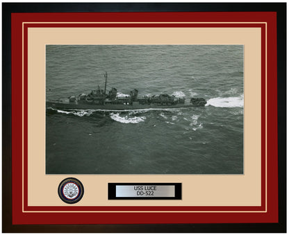 USS LUCE DD-522 Framed Navy Ship Photo Burgundy