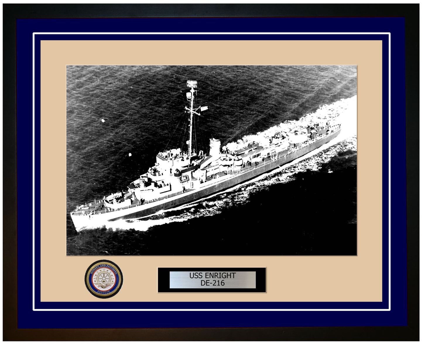 USS Enright DE-216 Framed Navy Ship Photo Blue