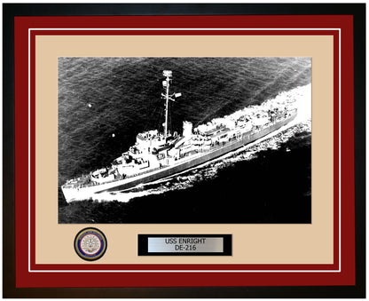 USS Enright DE-216 Framed Navy Ship Photo Burgundy