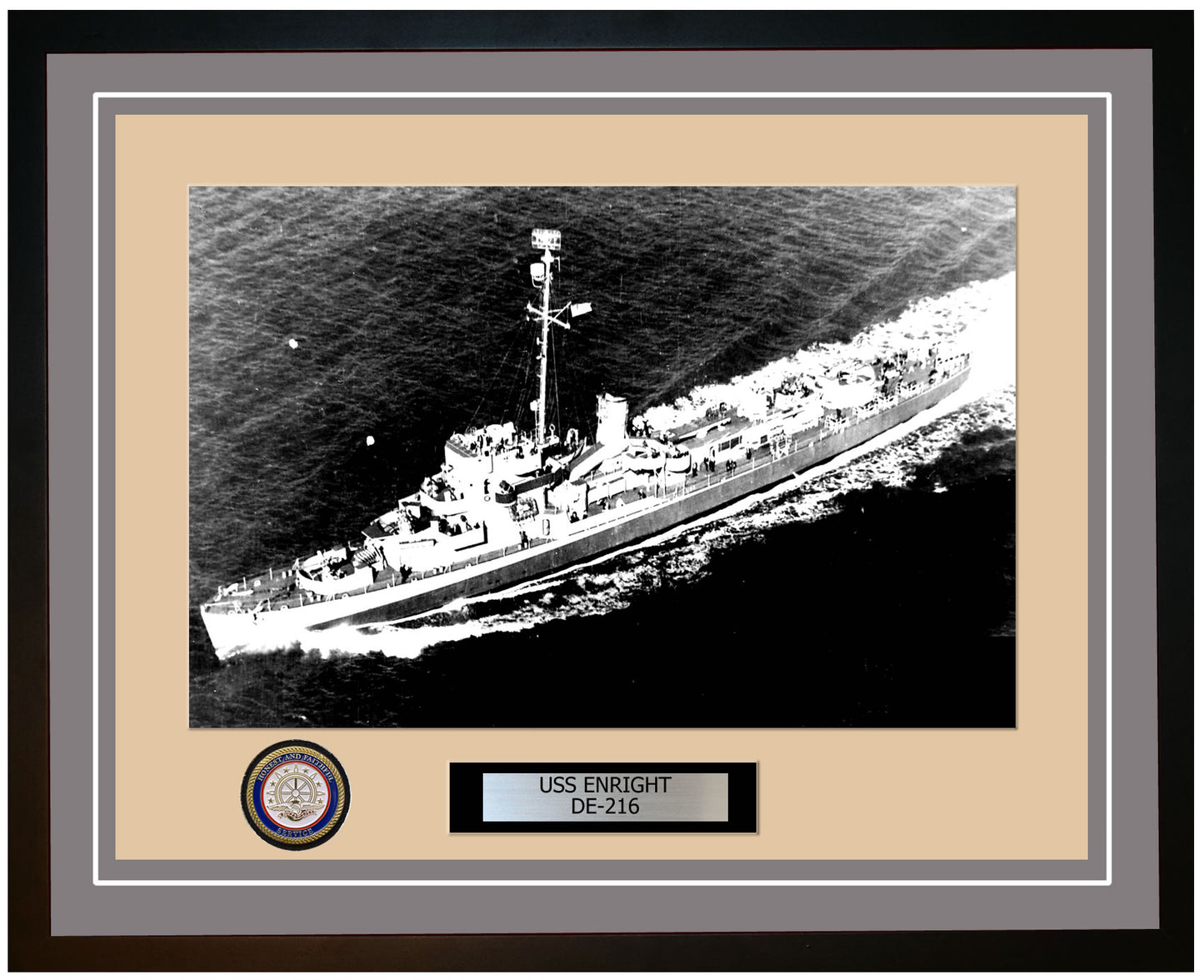 USS Enright DE-216 Framed Navy Ship Photo Grey