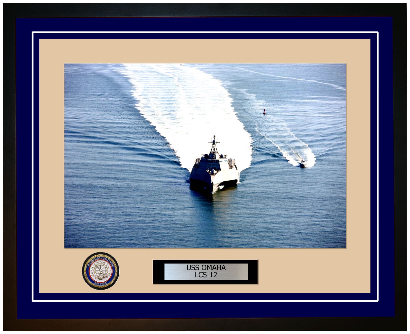 USS Omaha LCS-12 Framed Navy Ship Photo Blue
